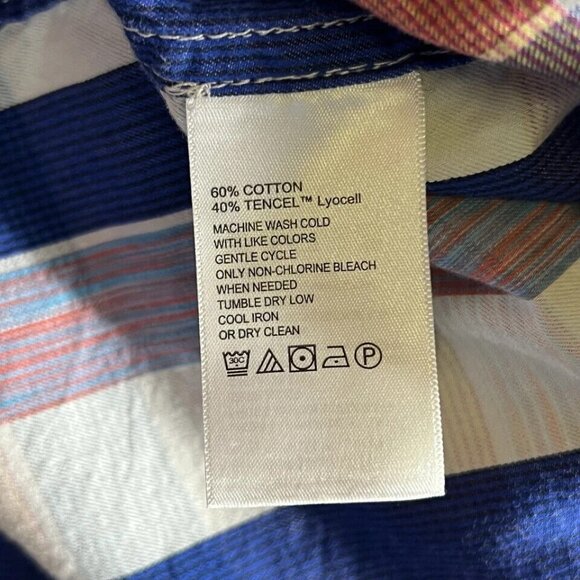 Tommy Bahama Men's Big & Tall 2XB Pure Coral Mendocino Button Front Plaid Shirt - Picture 6 of 9